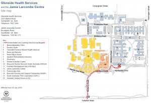 Map showing Glenside Admin and Learning Services Building